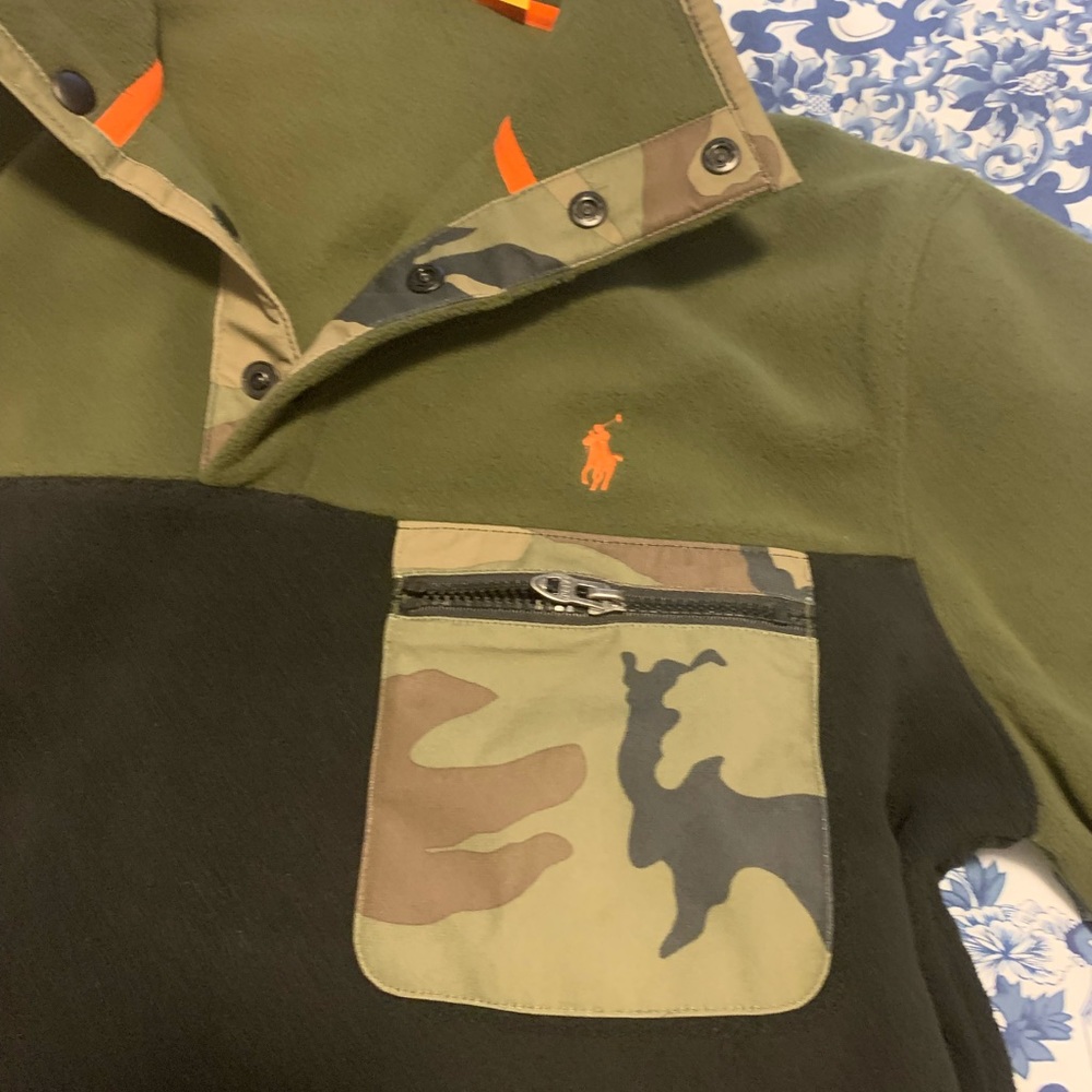 Polo Ralph Lauren fleece size M color green/black/orange NEW - Picture 3 of 8